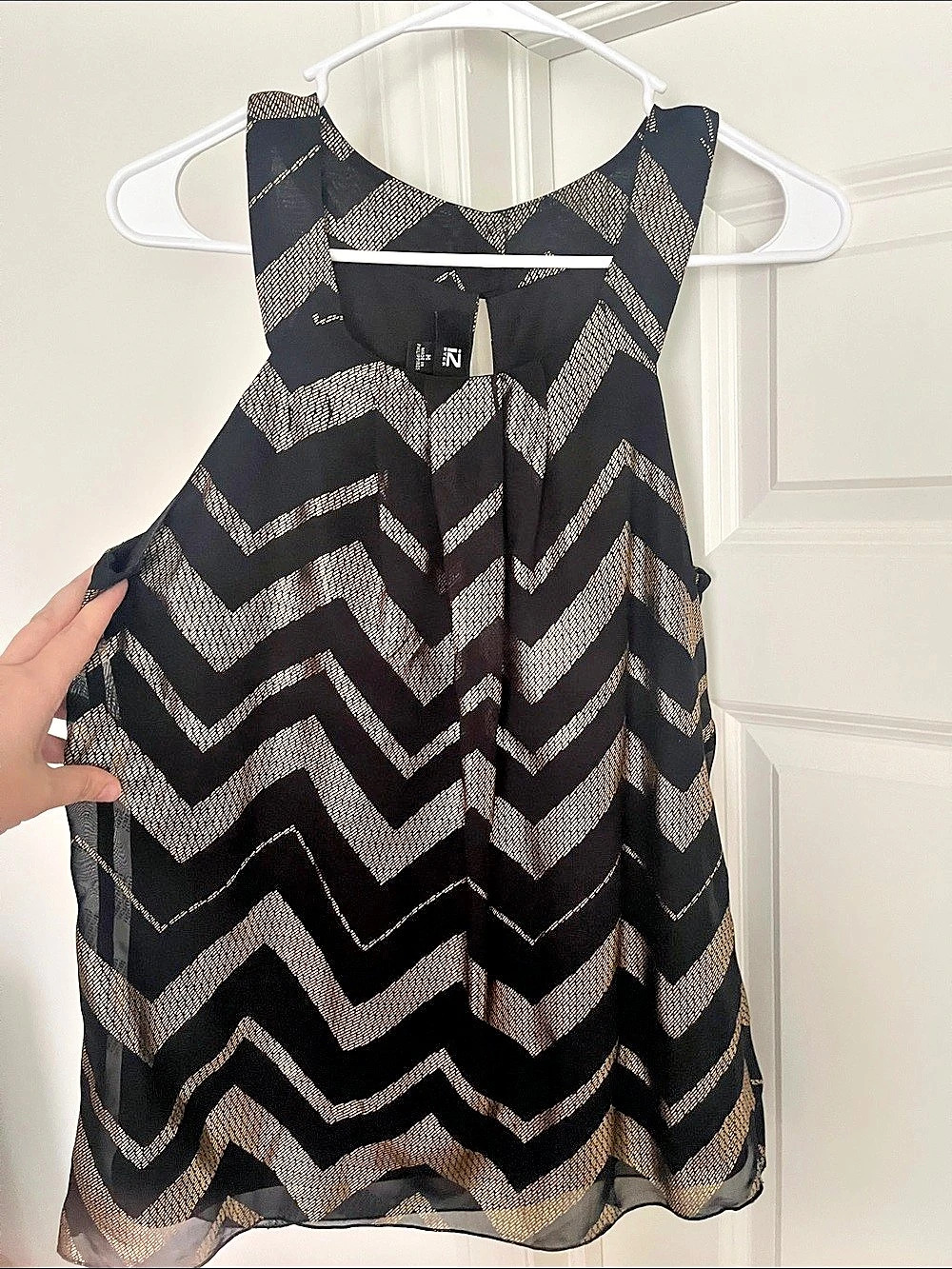 Geometric Tank Top in Black & Gold Like New
